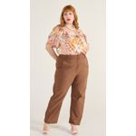 Calça Algodão com Elastano Marrom - Plus Size