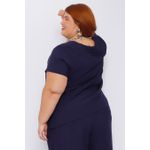 Blusa Social Botão Viscose Azul Marinho - Plus Size