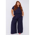 Blusa Social Botão Viscose Azul Marinho - Plus Size