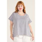Blusa Social Botão Listra Preta - Plus Size