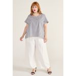 Blusa Social Botão Listra Preta - Plus Size