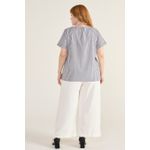 Blusa Social Botão Listra Preta - Plus Size