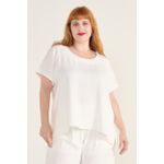 Blusa Social Botão Viscose Off-White - Plus Size