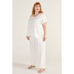 Blusa Social Botão Viscose Off-White - Plus Size