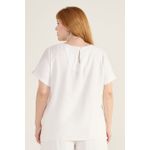 Blusa Social Botão Viscose Off-White - Plus Size