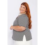 Blusa Listras Elegance Plus Preta - Plus Size