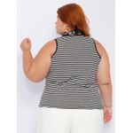 Blusa Regata Malha Listra Preta - Plus Size