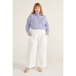 Calça Pantalona Social Viscose Off White - Plus Size