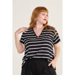 Blusa Podrinha Gola V Listrada Viscose - Plus Size