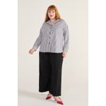 Camisa Social Algodão Listra Preta - Plus Size