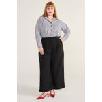 Camisa Social Algodão Listra Preta - Plus Size