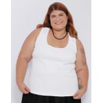 Blusa Regata Malha Ribana Branca - Plus Size