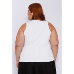 Blusa Regata Malha Ribana Branca - Plus Size