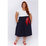 Saia Linho Azul Marinho - Plus Size