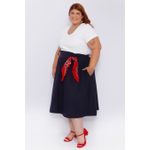 Saia Linho Azul Marinho - Plus Size