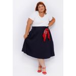 Saia Linho Azul Marinho - Plus Size