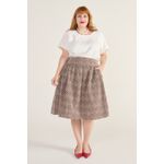 Saia Bordada Marrom - Plus Size