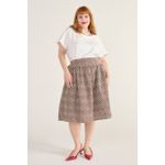 Saia Bordada Marrom - Plus Size