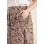 Saia Bordada Marrom - Plus Size