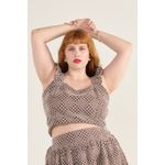 Top Babadinho Marrom Bordado - Plus Size