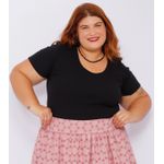 Blusa Malha Ribana Preta - Plus Size