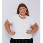 Blusa Malha Ribana Branca - Plus Size