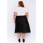 Saia Plissada Cetim Preto Brilho - Plus Size