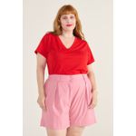 Blusa Algodão PIMA Gola V Vermelha - Plus Size
