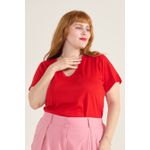 Blusa Algodão PIMA Gola V Vermelha - Plus Size