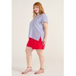 Blusa Social Botão Listra Azul - Plus Size