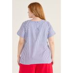 Blusa Social Botão Listra Azul - Plus Size