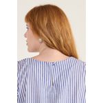 Blusa Social Botão Listra Azul - Plus Size