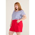 Blusa Social Botão Listra Azul - Plus Size