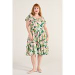 Vestido Gode Algodão Estampa Verde Monet - Plus Size