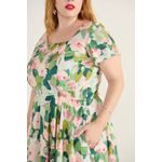 Vestido Gode Algodão Estampa Verde Monet - Plus Size