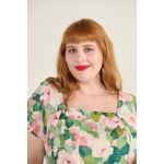 Vestido Gode Algodão Estampa Verde Monet - Plus Size