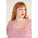 Vestido Bordado Rosa - Plus Size