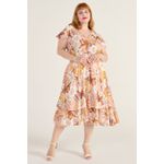 Vestido Viscose Estampa Tropical Rosé - Plus Size