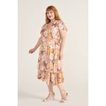 Vestido Viscose Estampa Tropical Rosé - Plus Size