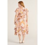 Vestido Viscose Estampa Tropical Rosé - Plus Size