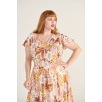 Vestido Viscose Estampa Tropical Rosé - Plus Size