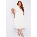 Vestido Viscose Off White Paetê - Plus Size