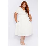 Vestido Viscose Off White Paetê - Plus Size