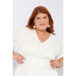 Vestido Viscose Off White Paetê - Plus Size