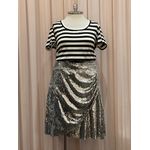 Look Saia Paete e Blusa Listra Preta