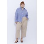 Camisa Social Algodão Azul Listra - Plus Size