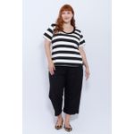 Blusa Premium Listra Preta Gola Preta - Plus Size