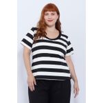 Blusa Premium Listra Preta Gola Preta - Plus Size