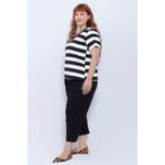 Blusa Premium Listra Preta Gola Preta - Plus Size
