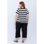 Blusa Premium Listra Preta Gola Preta - Plus Size